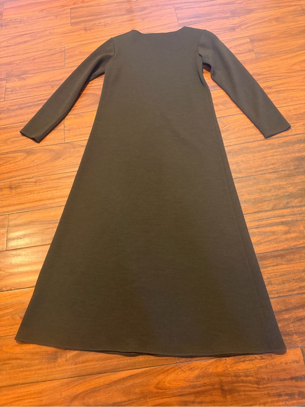 Eileen Fisher Dark Brown viscose/wool Midi A-Line Knit Dress - Picture 5 of 7